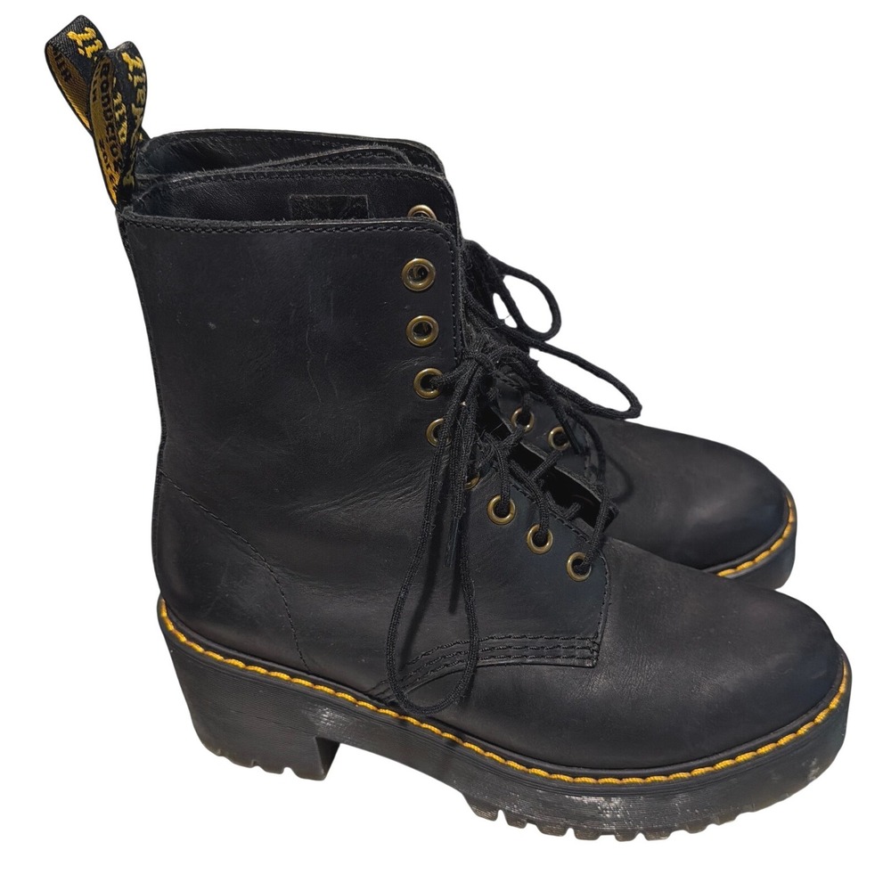 Dr. Martens Shriver Hi Wyoming Black Leather Platform Boots US 7 UK 5 EU 38